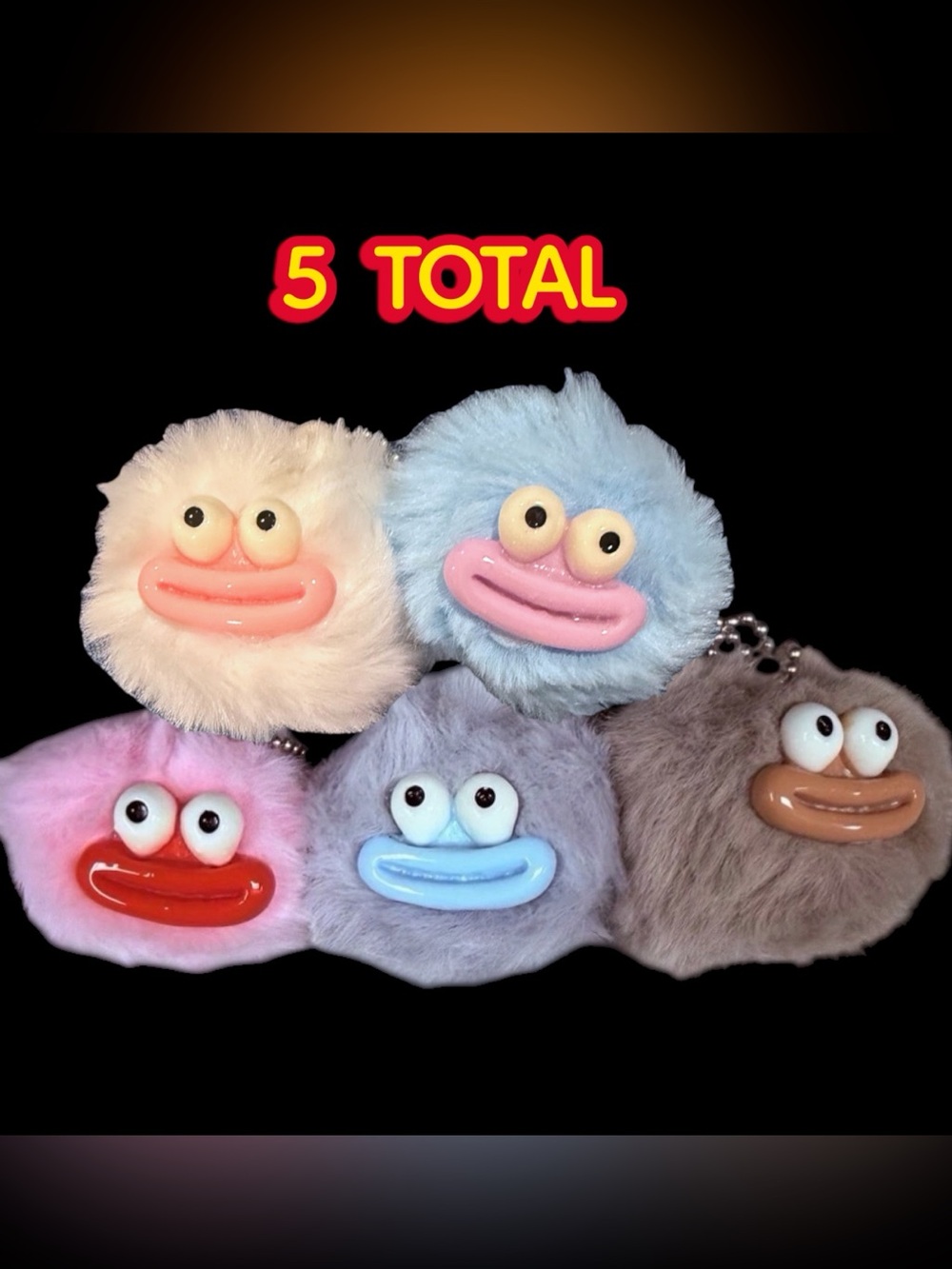 Fuzzy Monster Big Lips Botox Pompom Purse Bag Backpack Charm Lot 2” Balls New